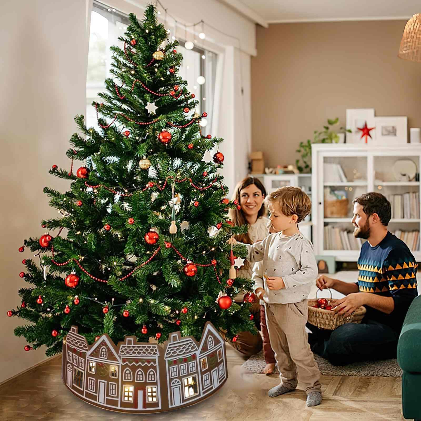Collare LED Per Albero Di Natale A Forma Casa Di Pan Di Zenzero - Base Decorativa Con Luci - Foto 11