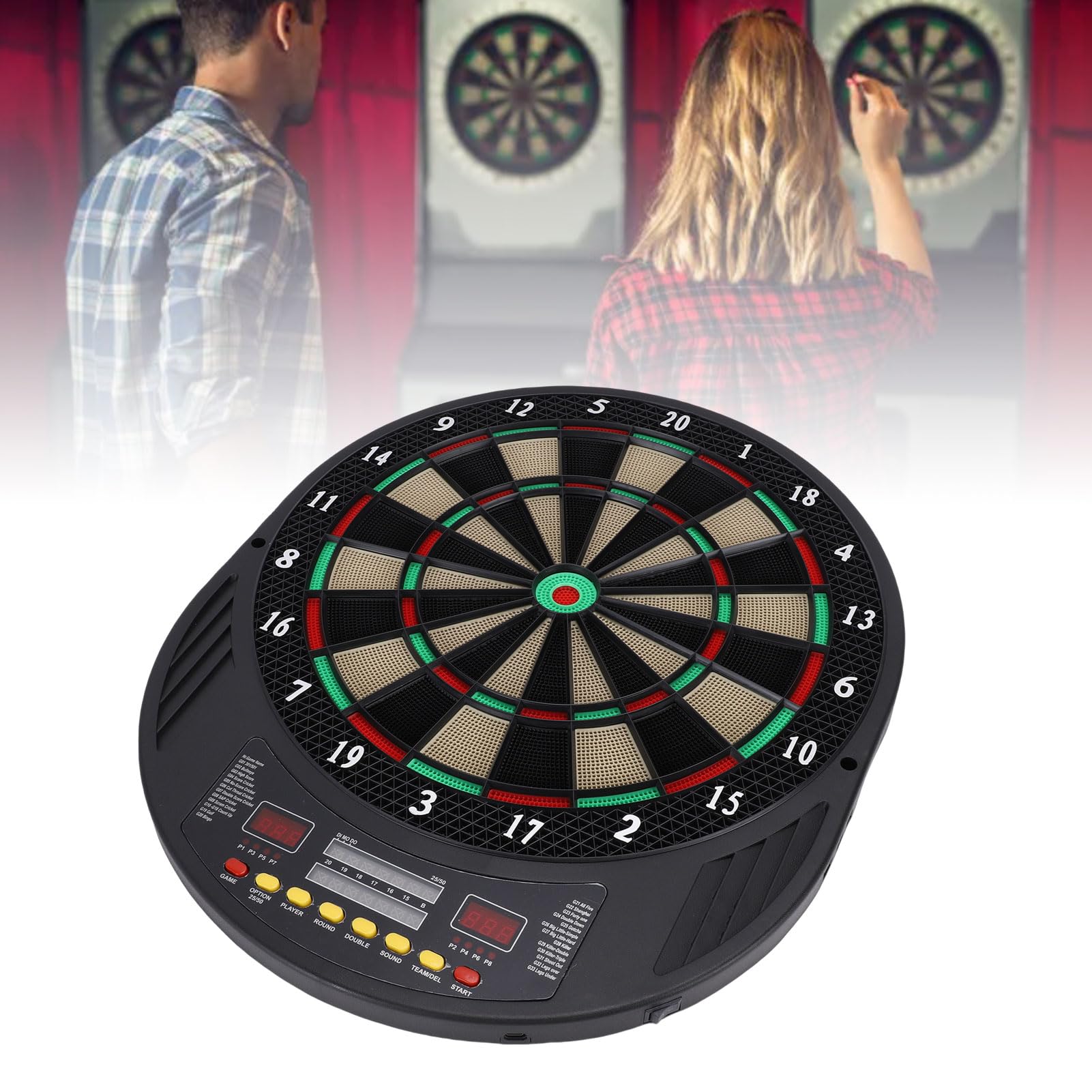 Juego de Diana Electrónica para Dardos con Puntuación Automática y Múltiples Modos de Juego para Diversión Familiar en Interiores Diana de Punta Suave 44x2,5x53cm