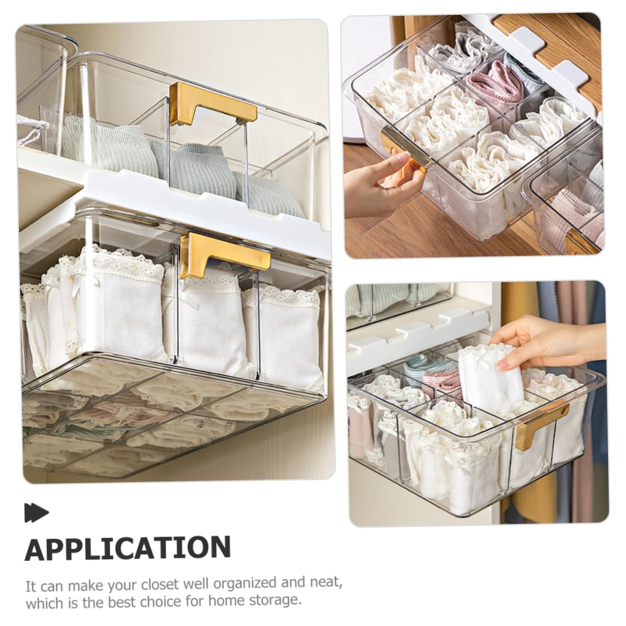 KOMBIUDA Scatola Organizer per Intimo e Calzini da Armadio Coperchio | Pet Multi-griglia, Design a Scomparti, per Guardaroba e Casa, Stile Fashion