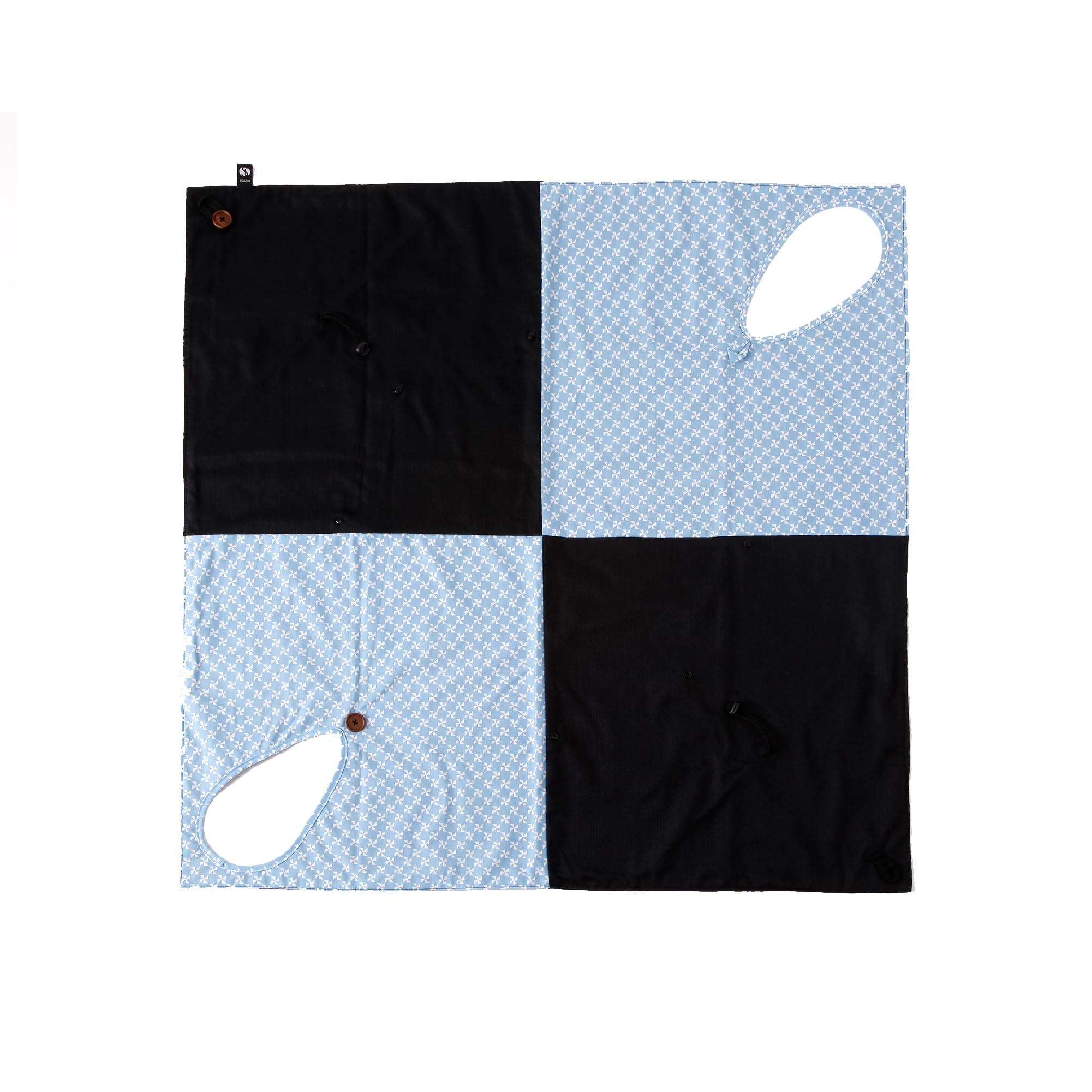 IPPINKA Furoshiki Multifunktionstasche und Matte, japanischer traditioneller Wickelstoff, Schwarz/Blau