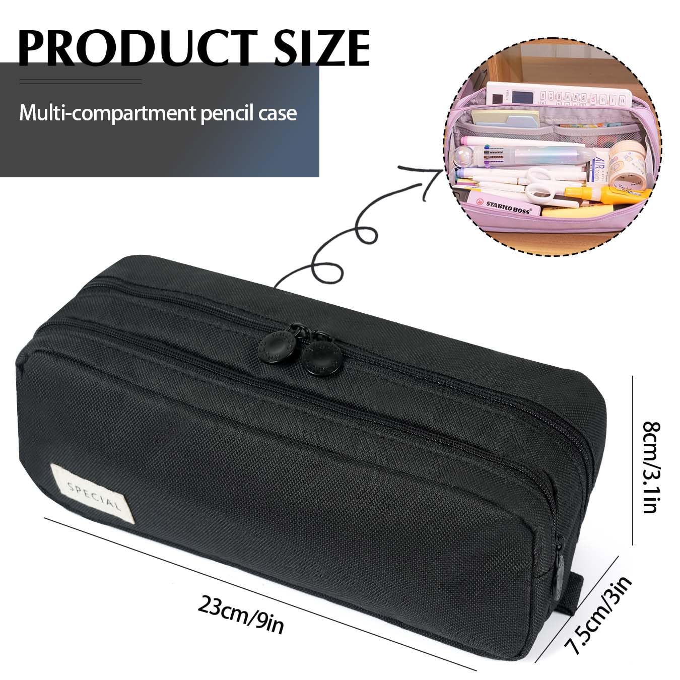 KORSEEN Pencil Pen Case Large Capacity Pencil Pouches Bag with Extendable Big Compartments - Image 3