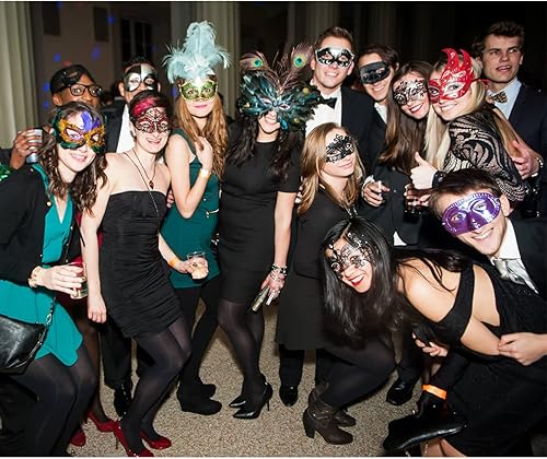 Miniatura 9 de Máscara de mascarada para mujer, estilo veneciano, con diamantes de imitación brillantes, para fiesta, de metal