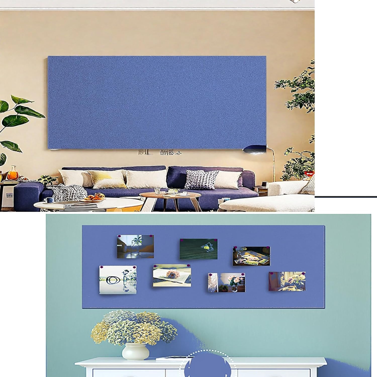 Tack Board for Office Not Self-Adhesive CorkBoard Roll Sheet High Density Cork Board Cork Floor Tiles Thick 1/3" for DIY Supplies Home School Blue(0.7x2.5m-2.3x8.2ft)