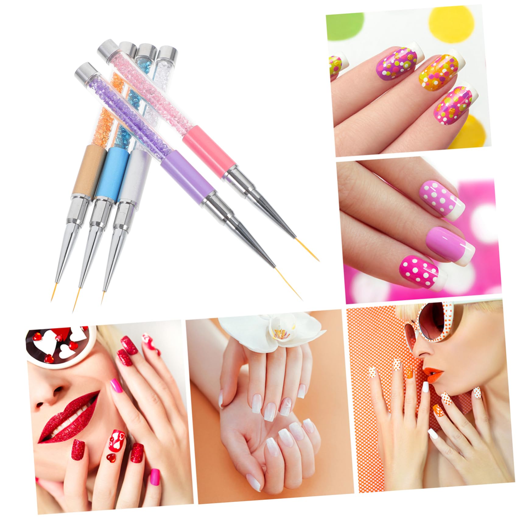 minkissy 25pièces Outils De Nail Art Pinceaux à Manucure Multifonctions Pour Salon à Domicile Stylos De Peinture Pour Avec Poignée Strass