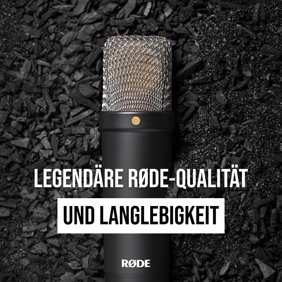 RØDE NT1 Signature Series Großmembrankondensatormikrofon mit Schockhalterung, Popschutz und XLR-Kabel für Musikproduktion, Gesangsaufnahmen, Streaming und Podcasting (Schwarz)