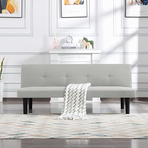 Eafurn Small Sleeper Convertible Futon Couch,Faux Suede Upholstered Loveseat Sofa Bed, Folding Recliner Love Seat Daybed with Adjustable Backrest for Living Room,Office,Apartment