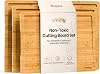 Tabla de cortar de madera SMIRLY - paquete de 3 tablas para cocina, bambú marrón | tabla de cortar no tóxica con canales de jugo y asas, tablas de cortar de varios tamaños para preparación de comidas y embutidos 1
