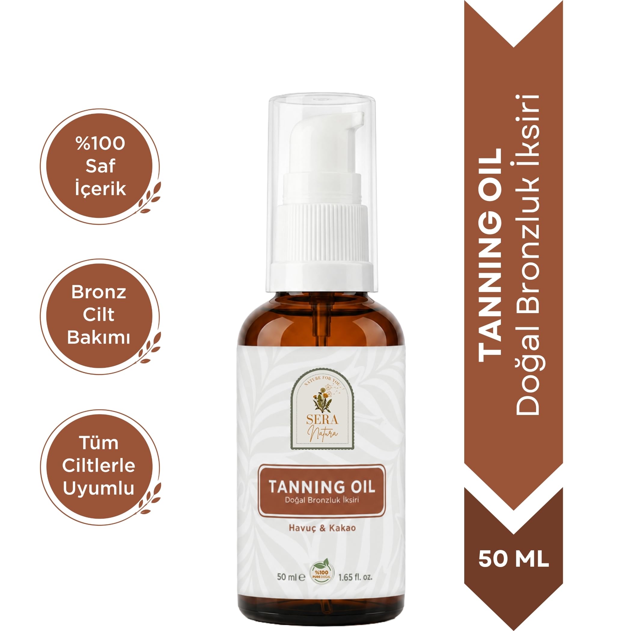 Tanning Oil Havuç Yağı & Kakao Yağı Özlü Doğal Bronzluk İksiri 50 ml%100 Saf