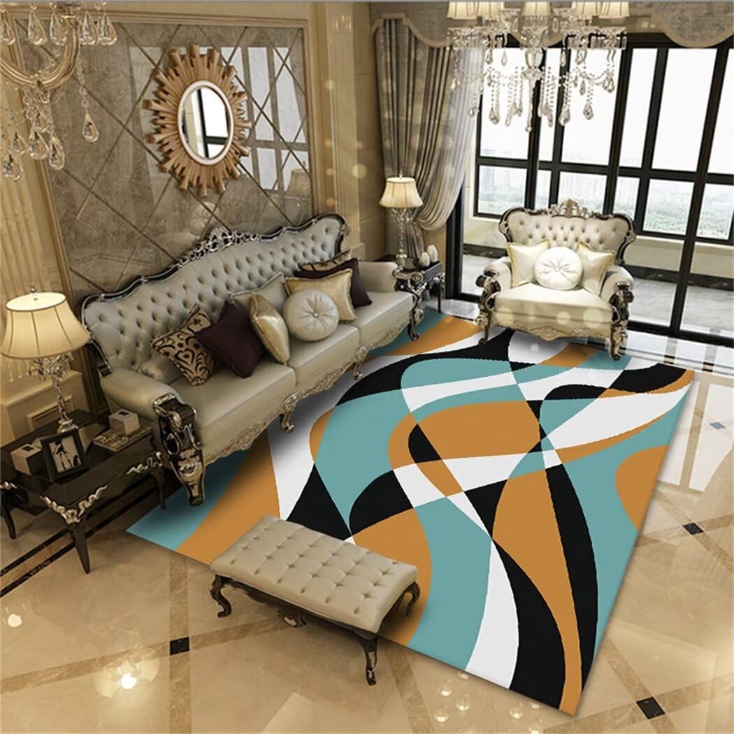 Tapis de chambre adulte doux et bleu pour un salon cosy