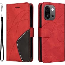 Case for OnePlus 13T 5G Wallet Case,3 Card Slot Bracket Phone Shell,Two-Color Stitching Protective PU Leather Shockproof TPU Flip Cover Compatible with OnePlus 13T 5G,Red