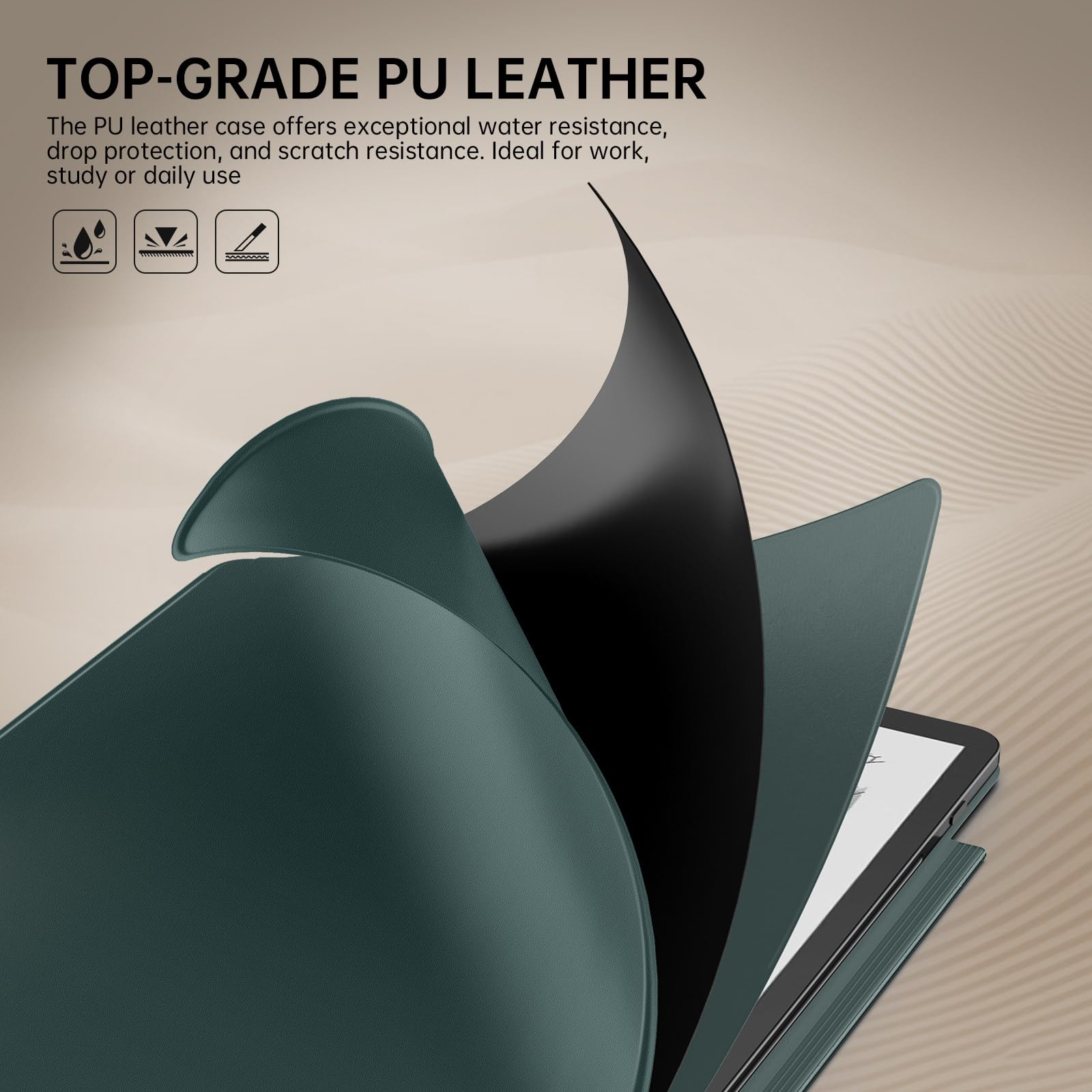 MoKo Custodia Magnetica per Kindle Scribe 11" (3a Generazione) e Kindle Scribe Colorsoft (1a Generazione) - Copertina in PU premium sottile con astuccio penna e Auto Sonno/Sveglia, Verde notte