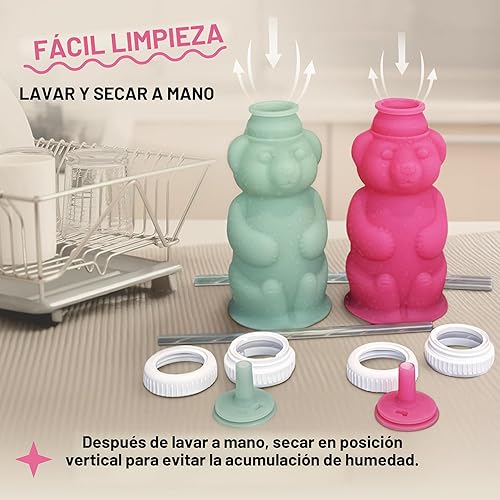 Miniatura 3 de Legendairy Milk Honey Bear - Vaso con popote de silicona para bebés (verde), 8 onzas, apto para lavavajillas, silicona de grado alimenticio, taza