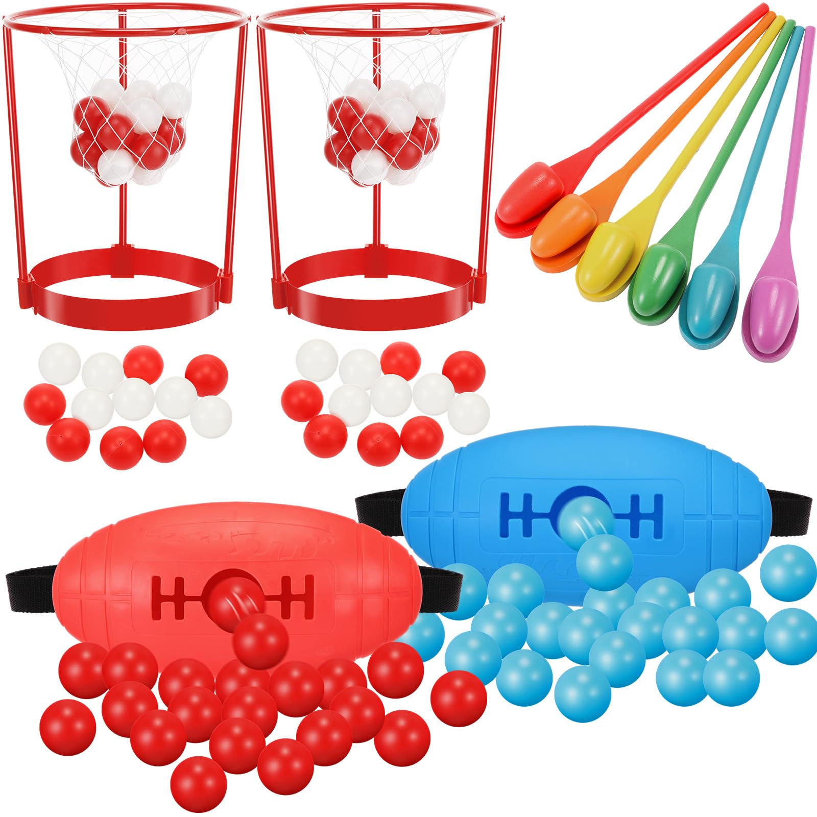 Arrowbash Outdoor Lawn Carnival Games Shaking Balls Game Kit Head Hoop Basketball Party Spoon and Egg Race Games Party for Indoor Outdoor Easter