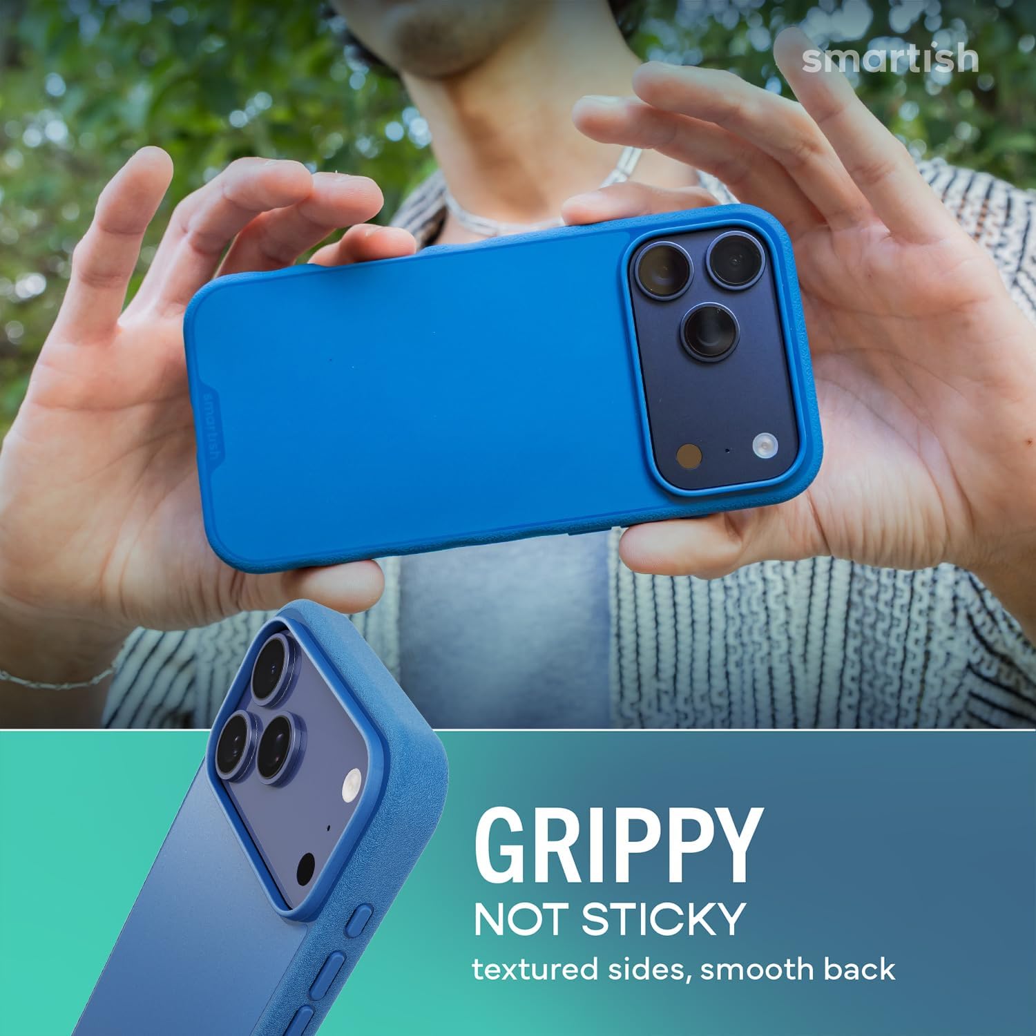 Smartish® iPhone 17 Pro Max MagSafe Case - Gripmunk Magnetic Slim Case [Lightweight + Protective] Thin Grip Cover with Microfiber Lining for Apple iPhone 17 Pro Max - Blues on The Green - Image 4