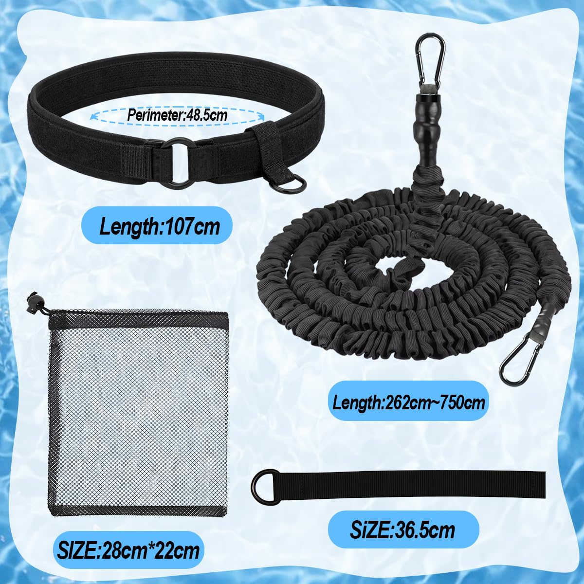 Schwimmseil für Pool Erwachsene, Schwimmgurt für Pool 2.5–7.5M, Schwimmwiderstand, Schwimmseil, Schwimmband für Pool Erwachsene