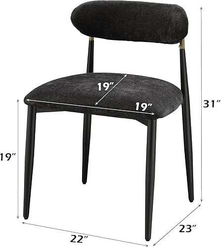 Miniatura 3 de Acme Jaramillo - Silla auxiliar tapizada de metal y tela, color negro (juego de 2)