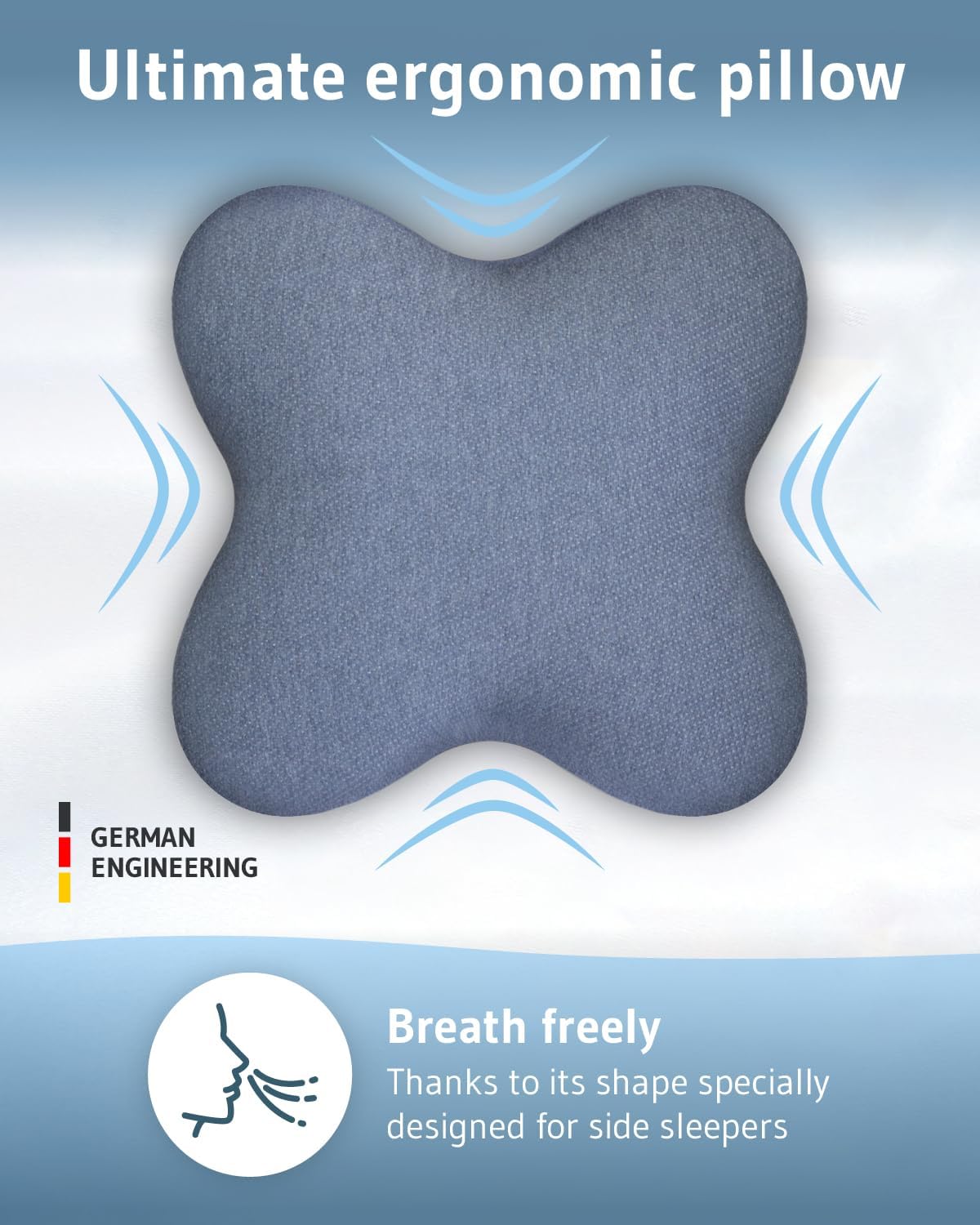 Third of Life Side Sleeper Pillow ACAMAR Quickdry – Memory Foam Pillow Designed in Germany – Ergonomic with Removable Quick Drying Pillowcase – Pillow for Neck Pain Relief and Cervical Support - Image 4