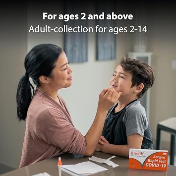 iHealth COVID-19 Antigen Rapid Test, 1 Pack, 2 Tests Total, FDA Authorized OTC at-Home Self Test, Results in 15 Minutes with Non-invasive Nasal Swab, Easy to Use & No Discomfort