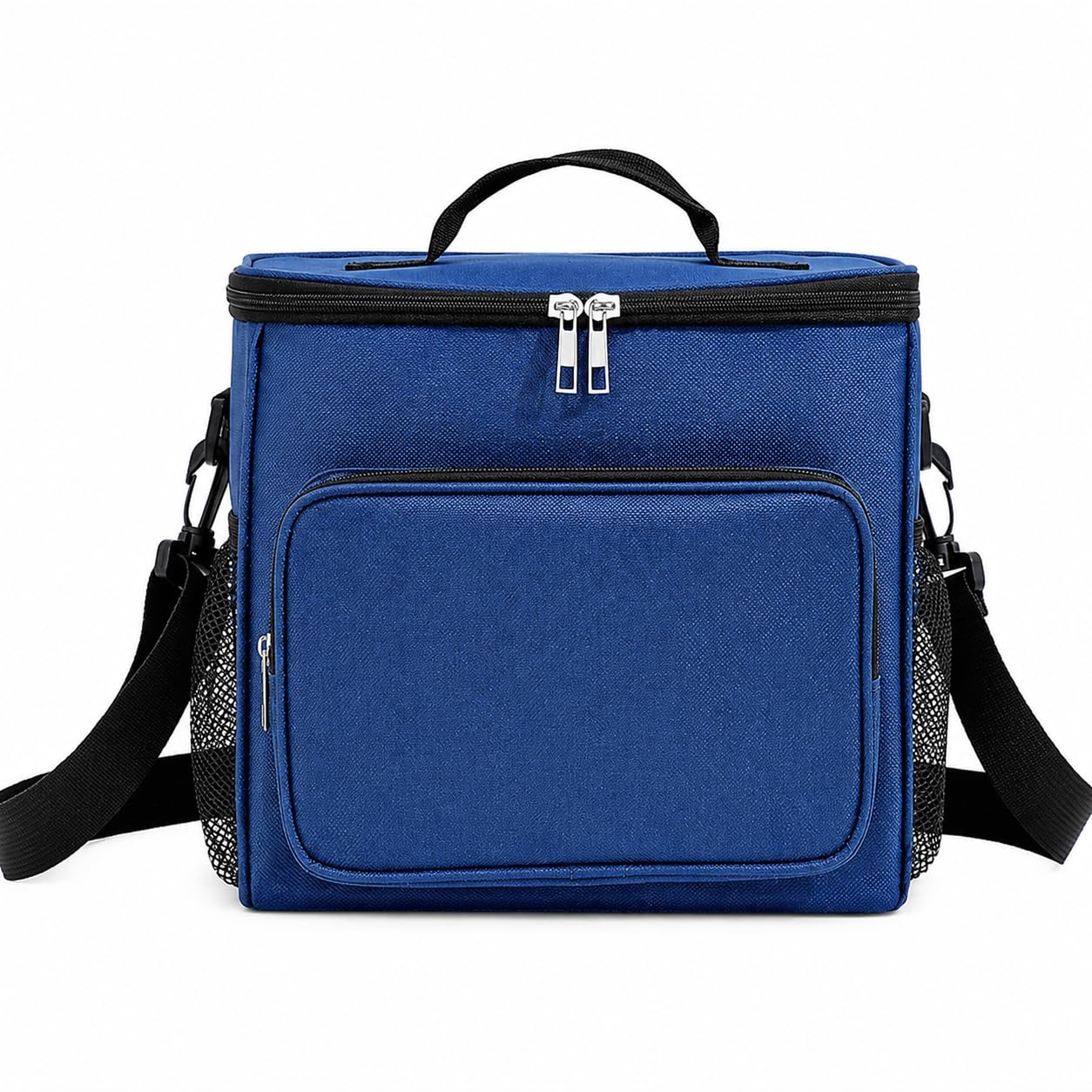 Bolsa Térmica Lancheira com Alça Ajustável e Bolso Lateral, Azul Marinho | Ideal para