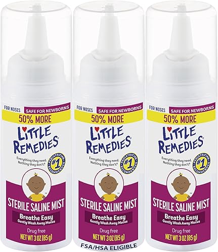Little Remedies Niebla nasal salina estéril, 3 onzas, paquete de 3