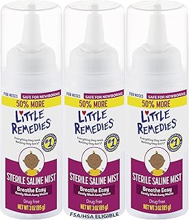 Little Remedies Sterile Baby Saline Nasal Mist, Safe for Newborns to Relieve Stuffy and Dry Noses, 3 Fl Oz, Pack of 3