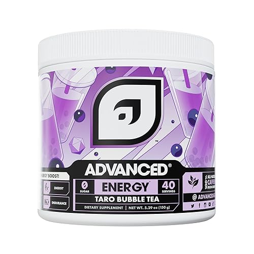 Advanced Energy Taro Bubble Tea - Natural Energy Boosting Formula with Added Vitamin C, B & Electrolytes for Hydration - Sugar-Free & Keto Friendly L-Theanine to Combat Jitters - (40 Servings) - Bubble Tea