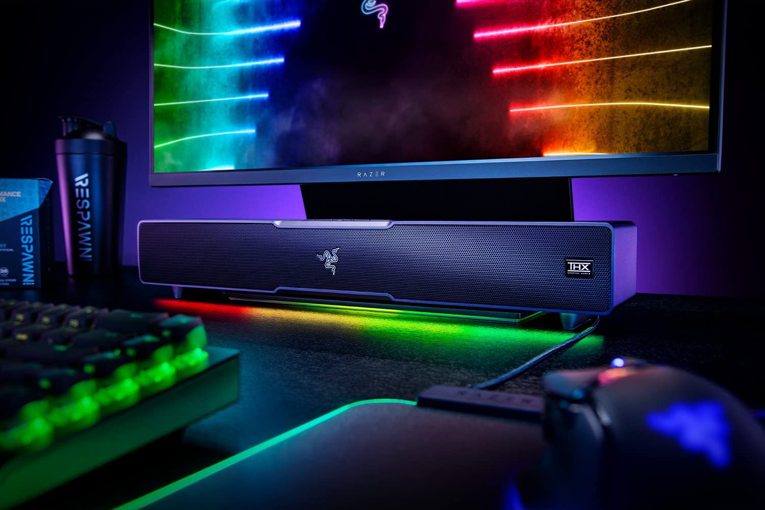 Razer Leviathan V2 - PC-Gaming-Soundbar Schwarz & Goliathus Extended Chroma - Extra große weiche XXL Gaming Maus-Matte mit RGB Beleuchtung Schwarz