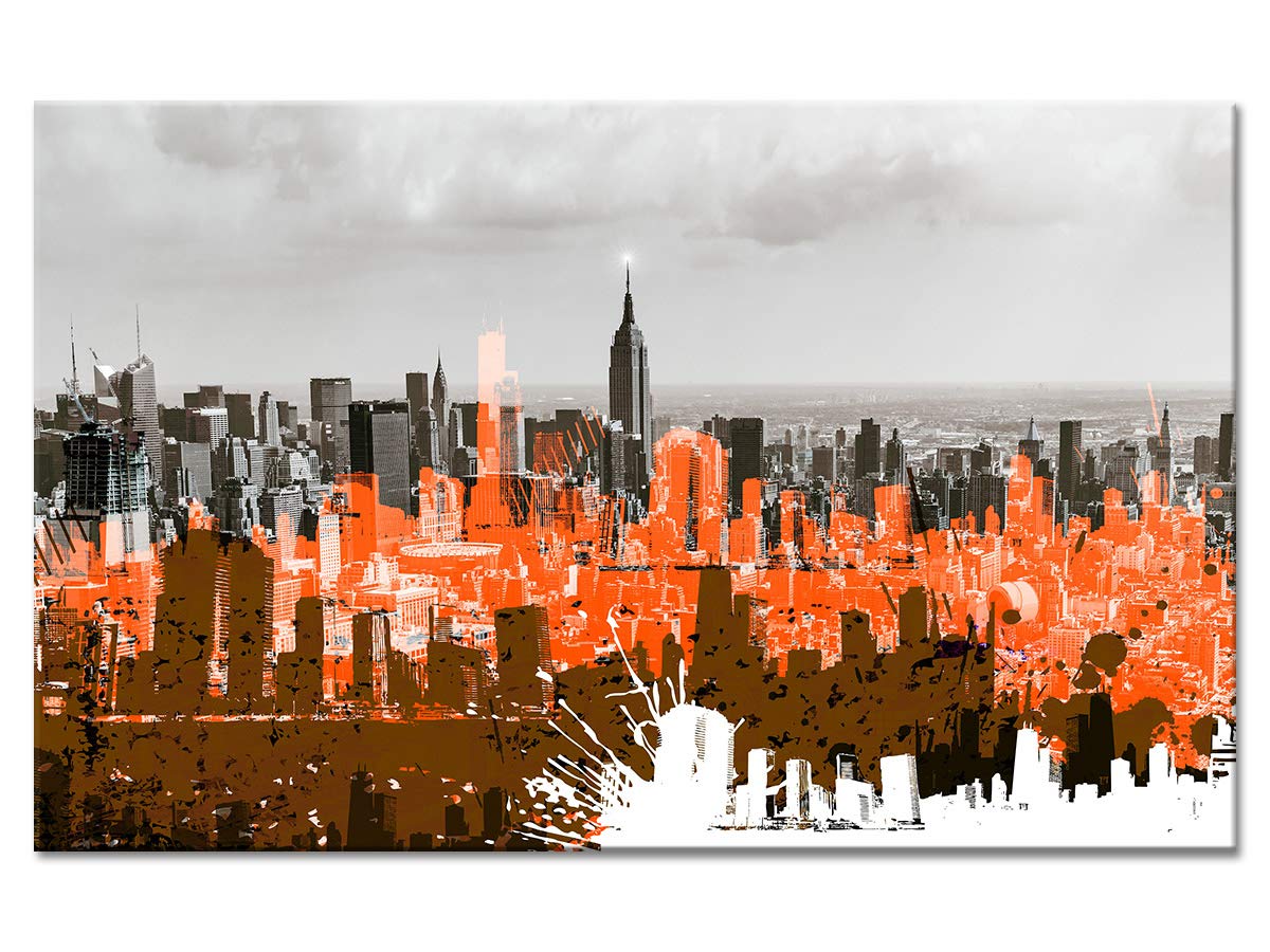 DECLINA, Decorazione da Parete, Quadro Decorativo per la casa, Quadro Decorativo da Parete per Soggiorno, Motivo: Manhattan Graffiti, 50 x 30 cm
