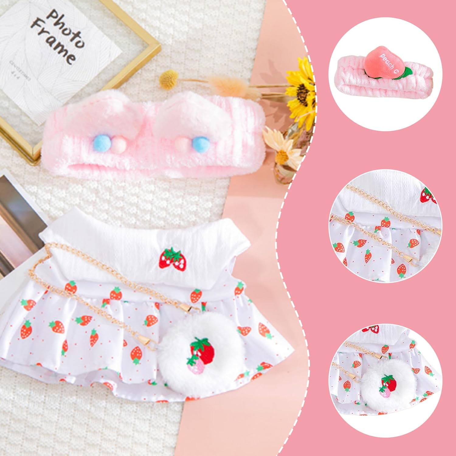 4 Set Clothes for Stuffed Animals Plush Stuffed Animal Clothes for Duck with Headbands, T-Shirts, Skirts and Bags DIY Animal Accessories for Kids to Improve Hands-On Skills