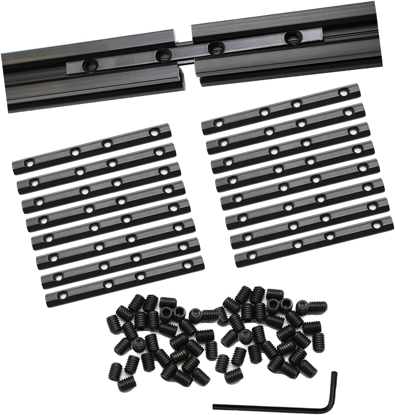 Iverntech 16Pcs Black Straight Line Corner Brackets Connector for 4040 Series Aluminum Extrusion Profile with 64 pcs M6 Screw + 1 pcs M3 Wrench