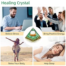 Hopeseed Orgone Pyramid Flower of Life Crystals and Healing Stones Orgonite Pyramids for Positive Energy with Green Aventurine and White Jade Crystal That Promotes Prosperity and Good Luck
