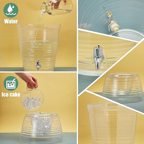 Miniatura 2 de Tioncy 2 dispensadores de bebidas acrílicas con espita de 2.7 galones10 l dispensador de agua de bebida transparente para encimera con base