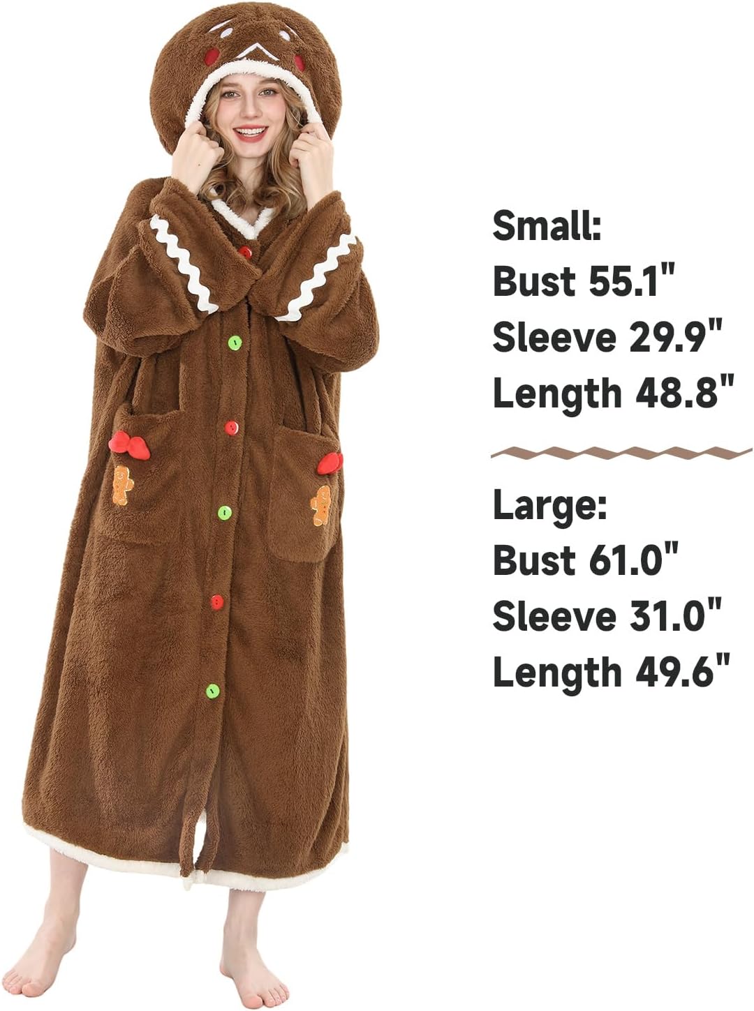 CR ROLECOS Wearable Blanket Hoodie Christmas with Pockets Oversized Hooded Blanket Sweatshirt Pajamas for Women - Image 4