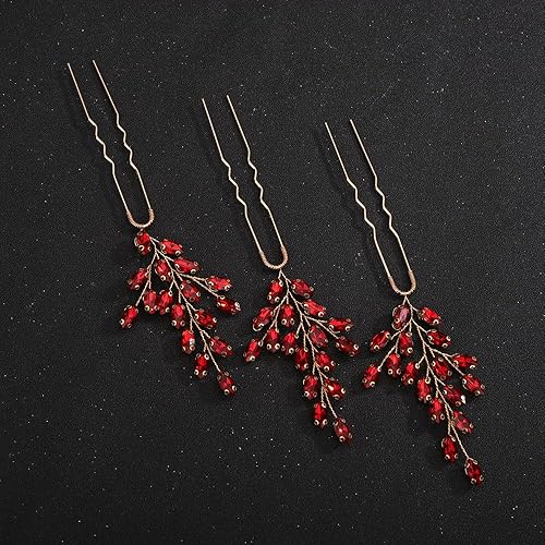 Miniatura 9 de Teyglen Horquillas para el pelo de novia de cristal con diamantes de imitación para el pelo de boda, accesorios para el cabello hechos a mano con