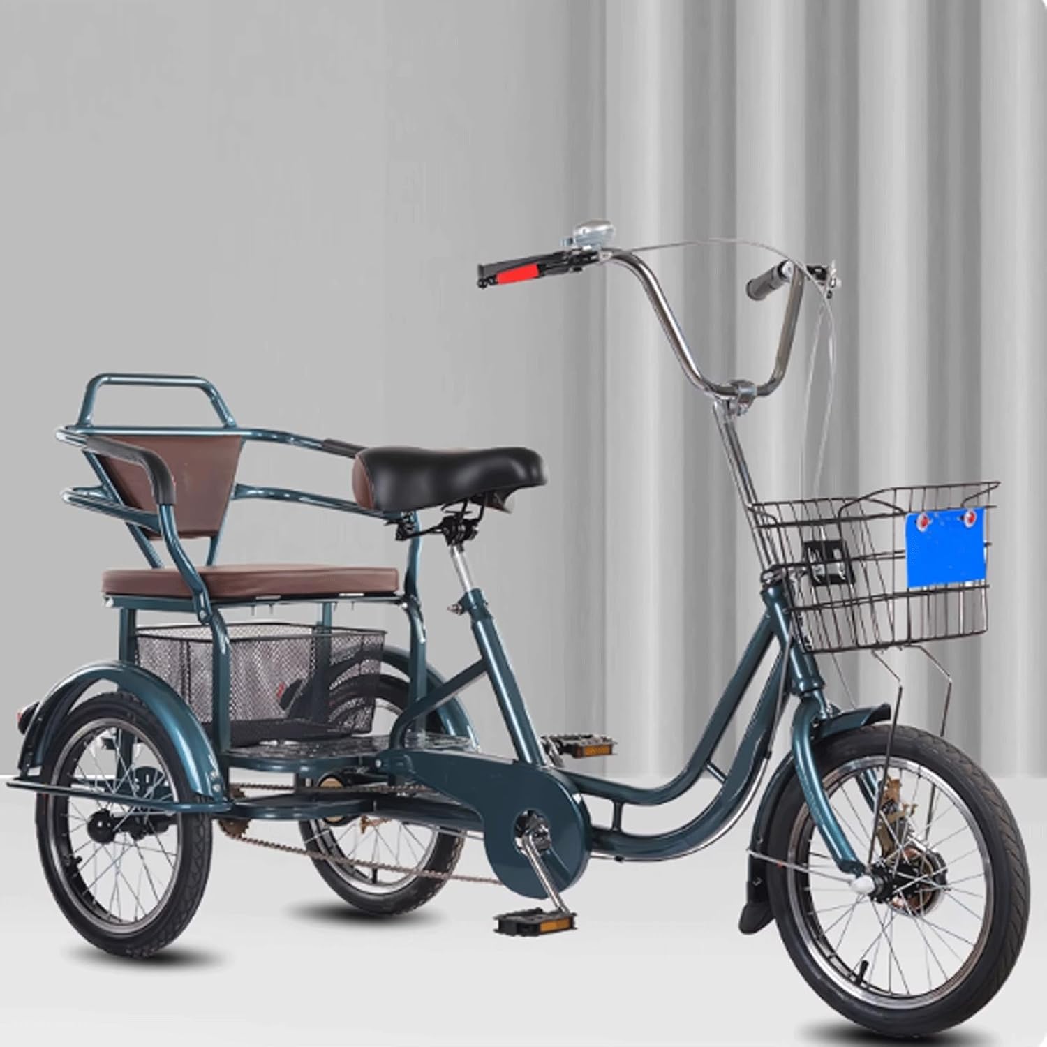 Comfort Three-Wheeled Bicycles for Seniors Adult Tricycle Trike Bike Seniors with Front Rear Basket and Backrest Seat