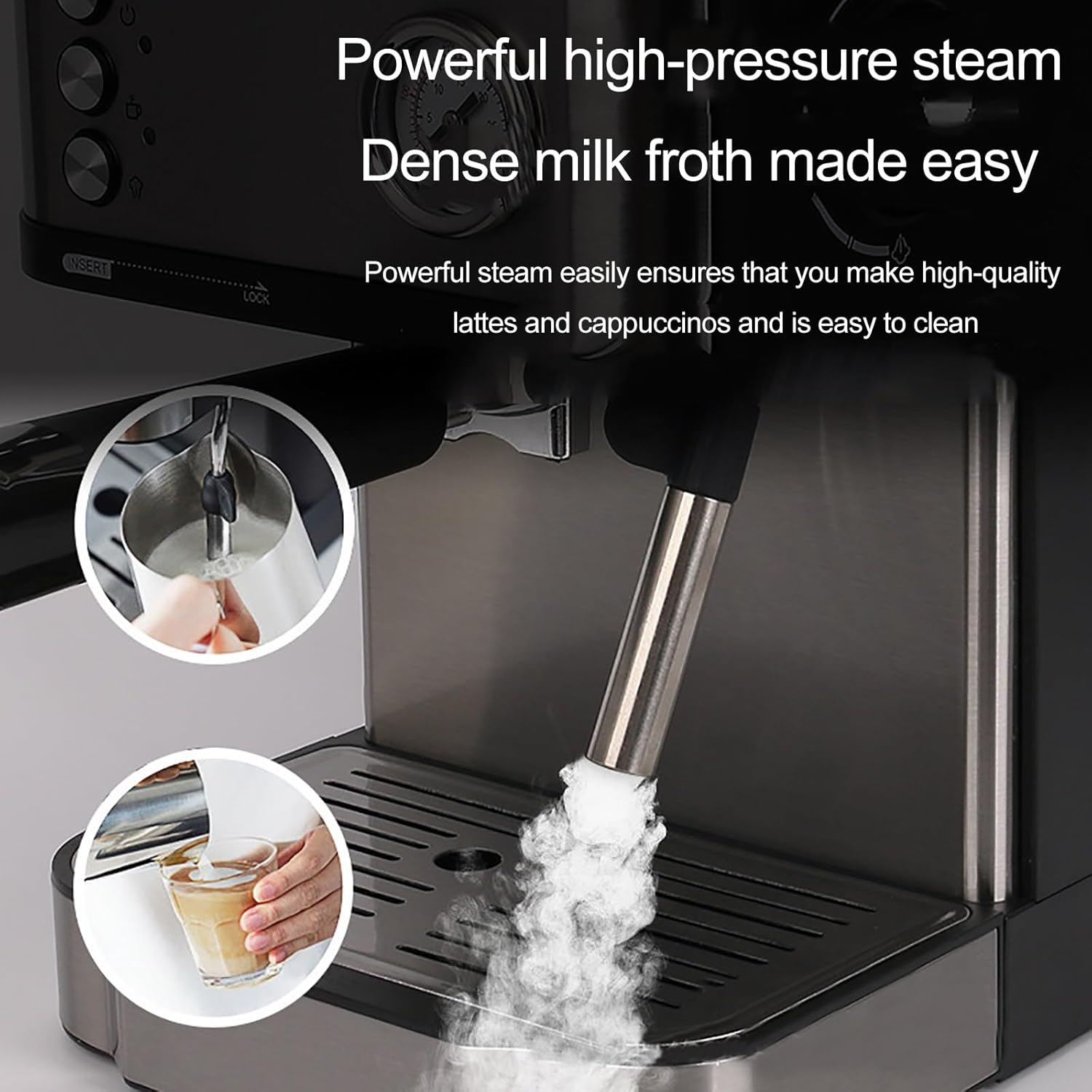LISHAOHU Cappuccino Machines For Home, Espresso Semi-automatic Coffee Maker, Coffee Maker Espresso Machine With 20 Bar High Strength Pressure And Milk Froth Steam Wand, Top Can Warm Cups 6 71DdG yQ+qL. AC SL1500