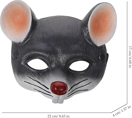 Miniatura 3 de Máscara de rata gris de carnaval, máscara de cabeza de rata cicatriz, máscara de media cara, máscara de ratón de animal, máscara de ratón 3D,
