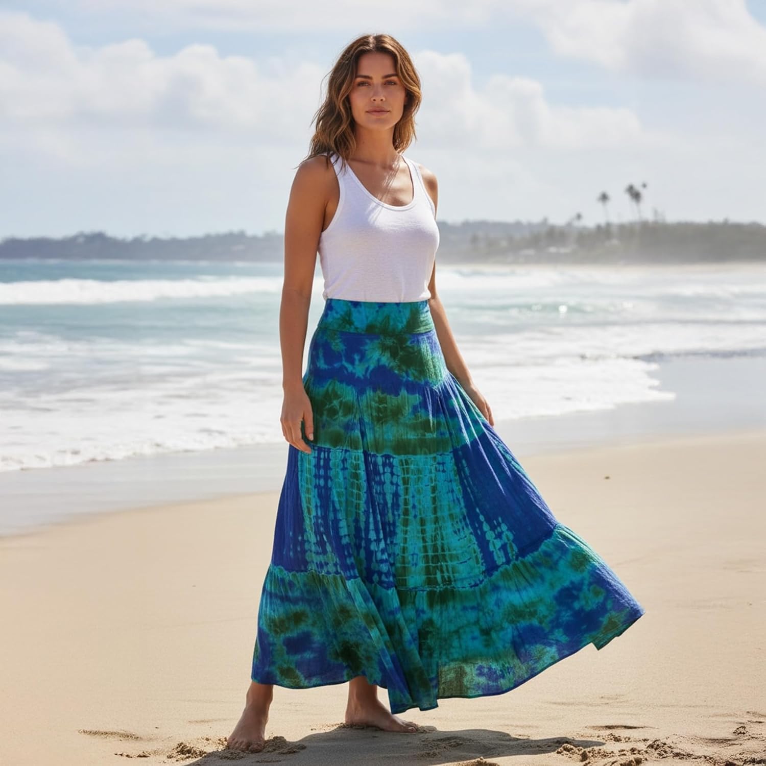 Agan Traders 2026 Long Skirts for Women - Bohemian Tie-dye High Waistband Maxi Skirt - A Line Flared Women's Skirts - Image 2