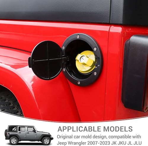 Miniatura 5 de Cubierta de Moldura de Tapa de Gasolina para Wrangler Compatible con Jeep Commander 2006-2010 Jeep Wrangler JK JL 2007-2023 Accesorios Exteriores