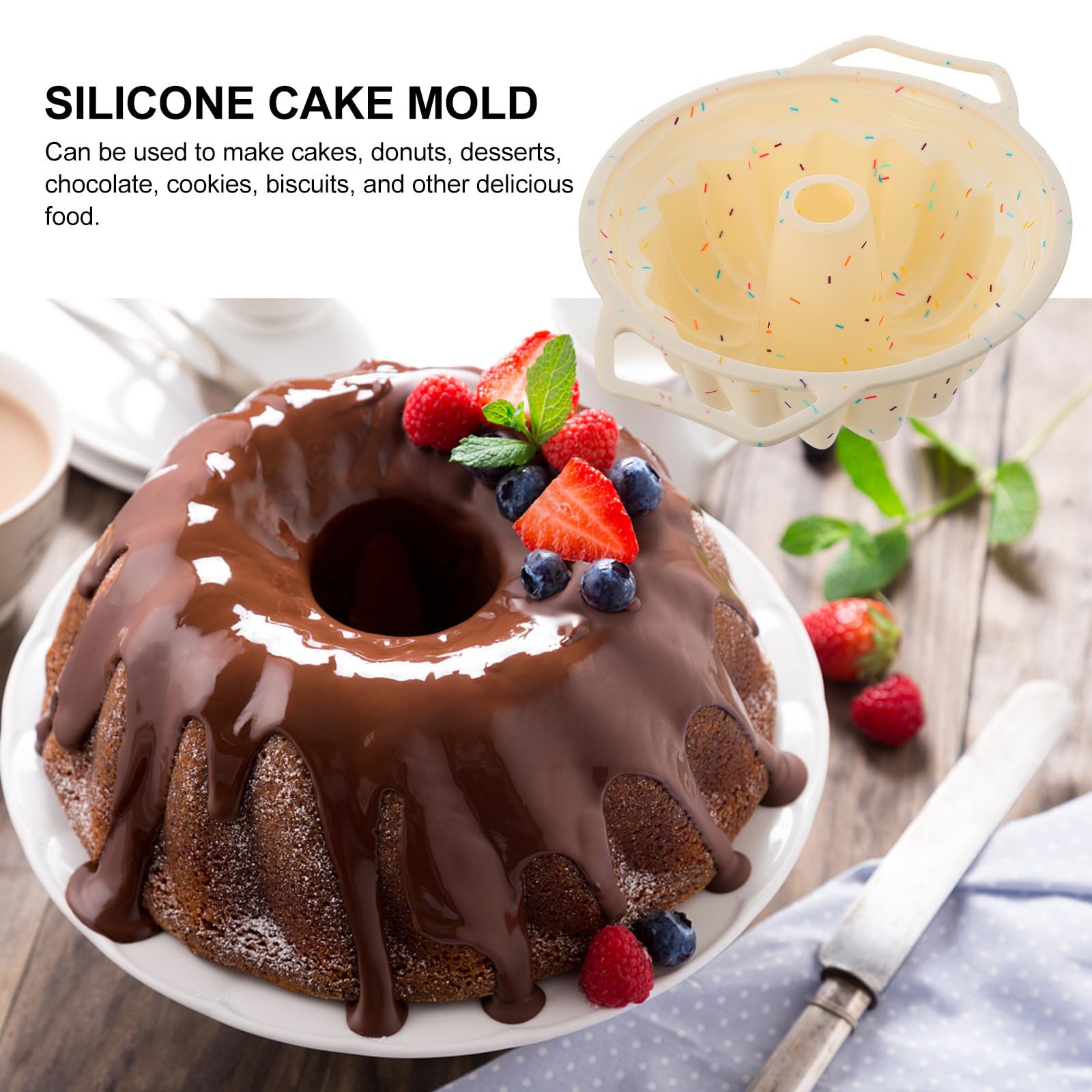 Kichvoe Stampo Resistente e Durevole Rotondo per Torta in Silicone Antiaderente Cava Struttura a Spirale per Uso Domestico e Professionale