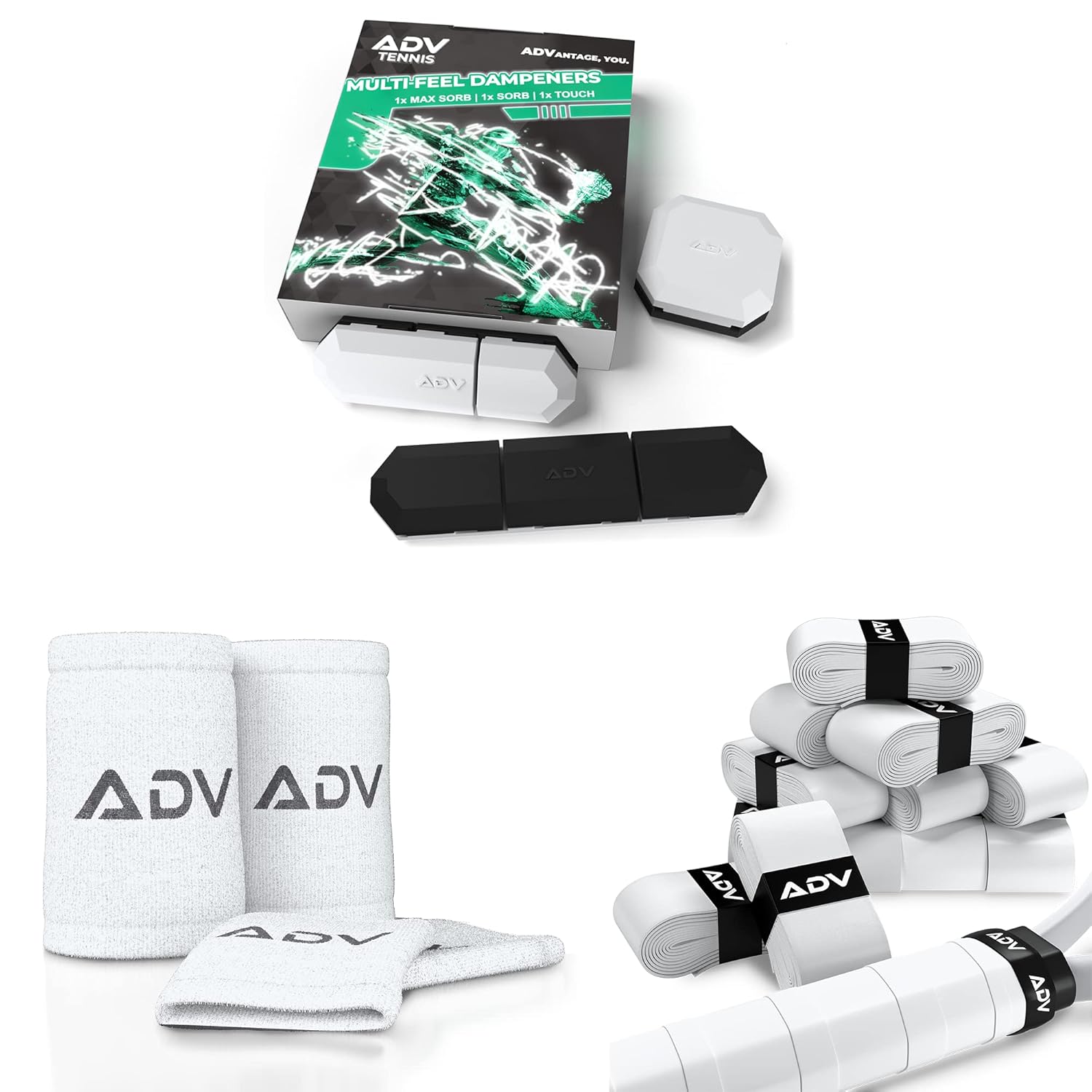ADV Tennis Accessories Tacky Overgrips, Wristbands and