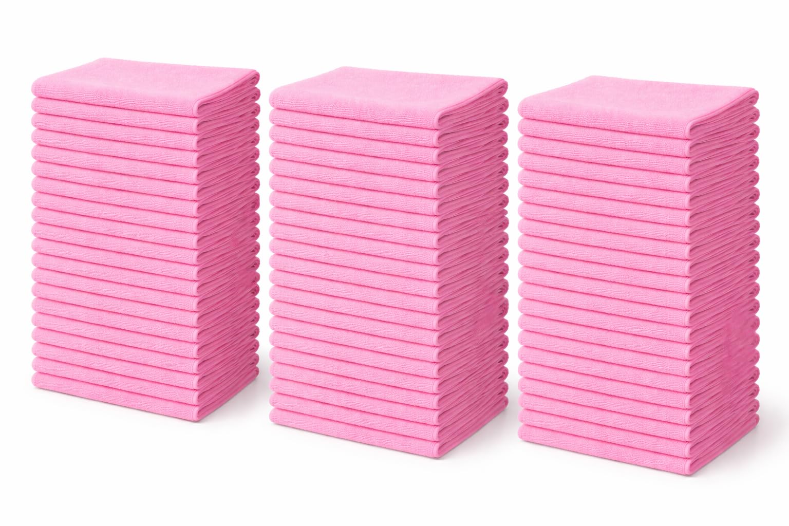 Bayli 100 Stück Mikrofasertücher 38x38 cm – Reinigungstuch 210 g/m² Poliertuch für Autopflege, Haushalt & Gewerbe – fusselfrei Rosa