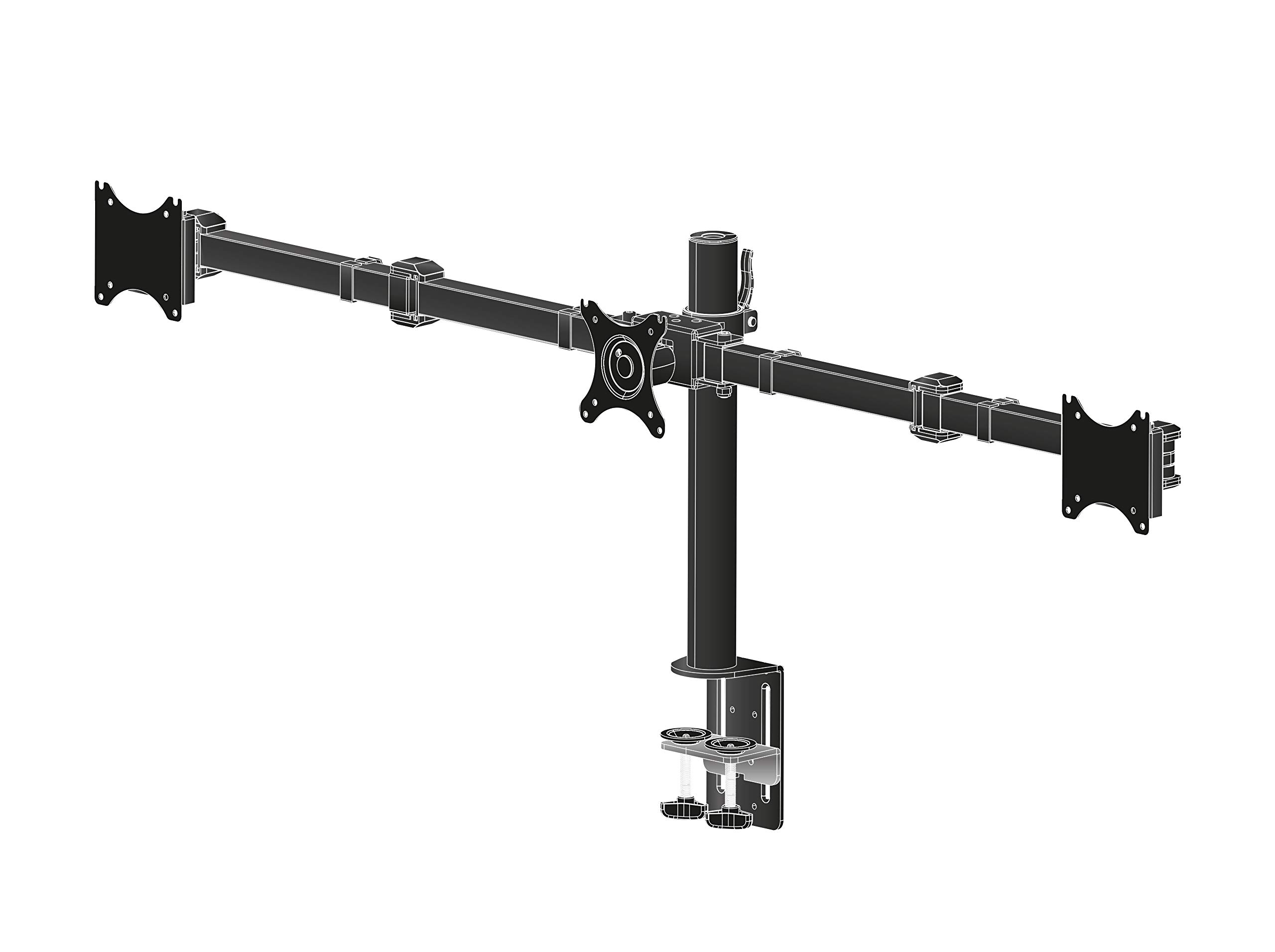 Support Bureau a 3 ecrans jq 27p Vesa 75 ou 100mm <=10kgs