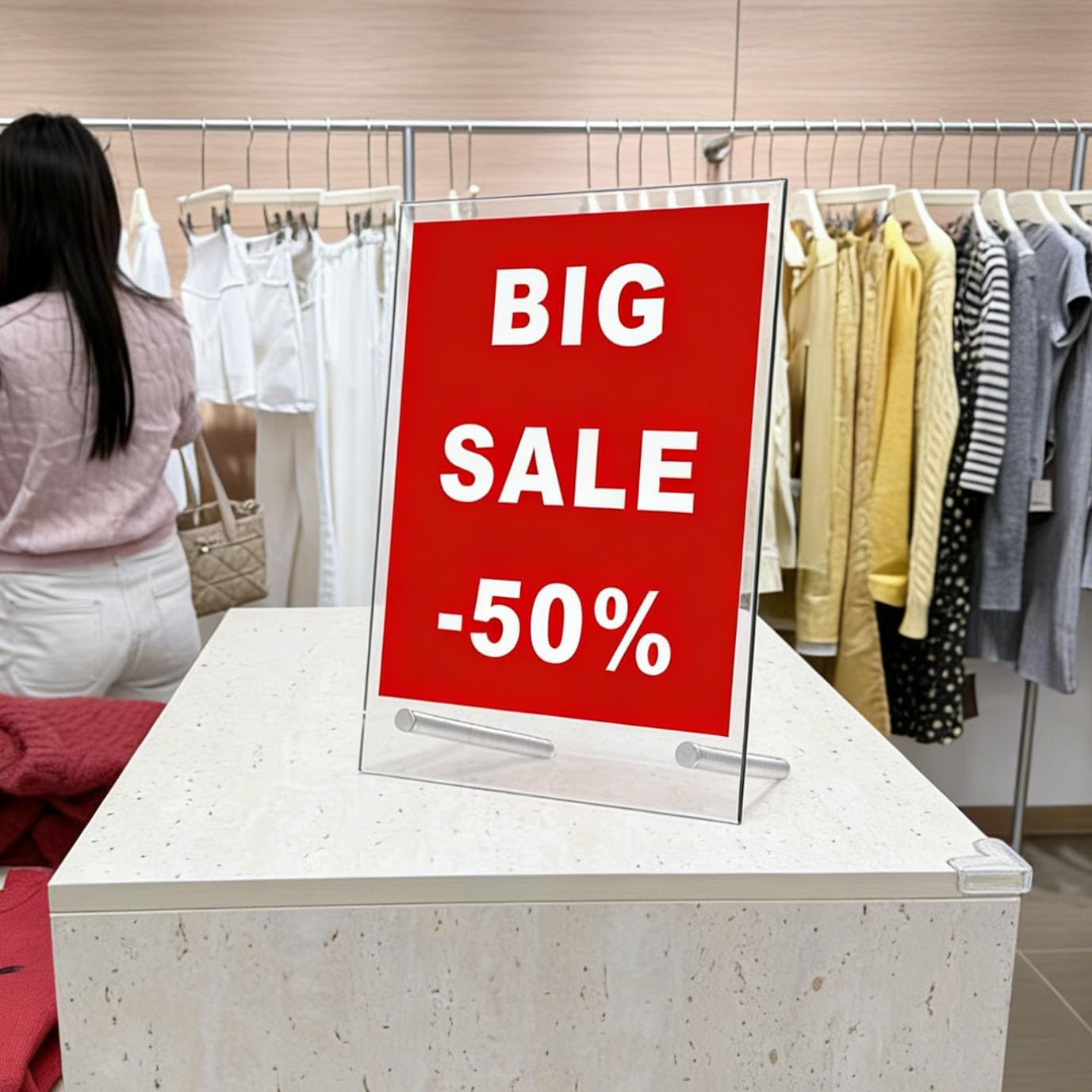 L-Shaped Clear Display Stand, Shatter Resistant Windproof Anti-Fall Outdoor Sign Hold (8.5x11 inch 6pack)