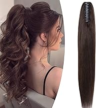 SEGO Ponytail Haarteil Echthaar Zopf Extension mit Klammer Clip in Pferdeschwanz Haarverlängerung 100% Remy Haar Hair Piece glatt 18"(45cm)-115g Dunkelbraun#2