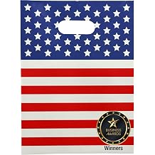 Choice Marts 100 USA Flag Merchandise Bags 9x12 Patriotic Bags With Handles