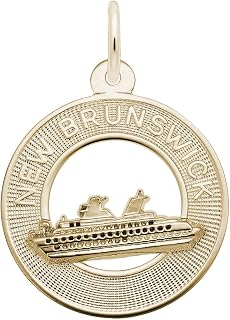 10k Yellow Gold New Brunswick Cruise Ship Charm, Charms for Bracelets and Necklaces