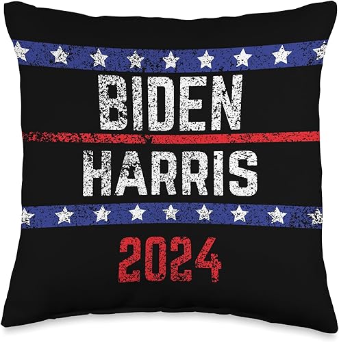 Joe Biden 2024 and Kamala Harris Distressed Retro Throw Pillow, 16x16, Multicolor