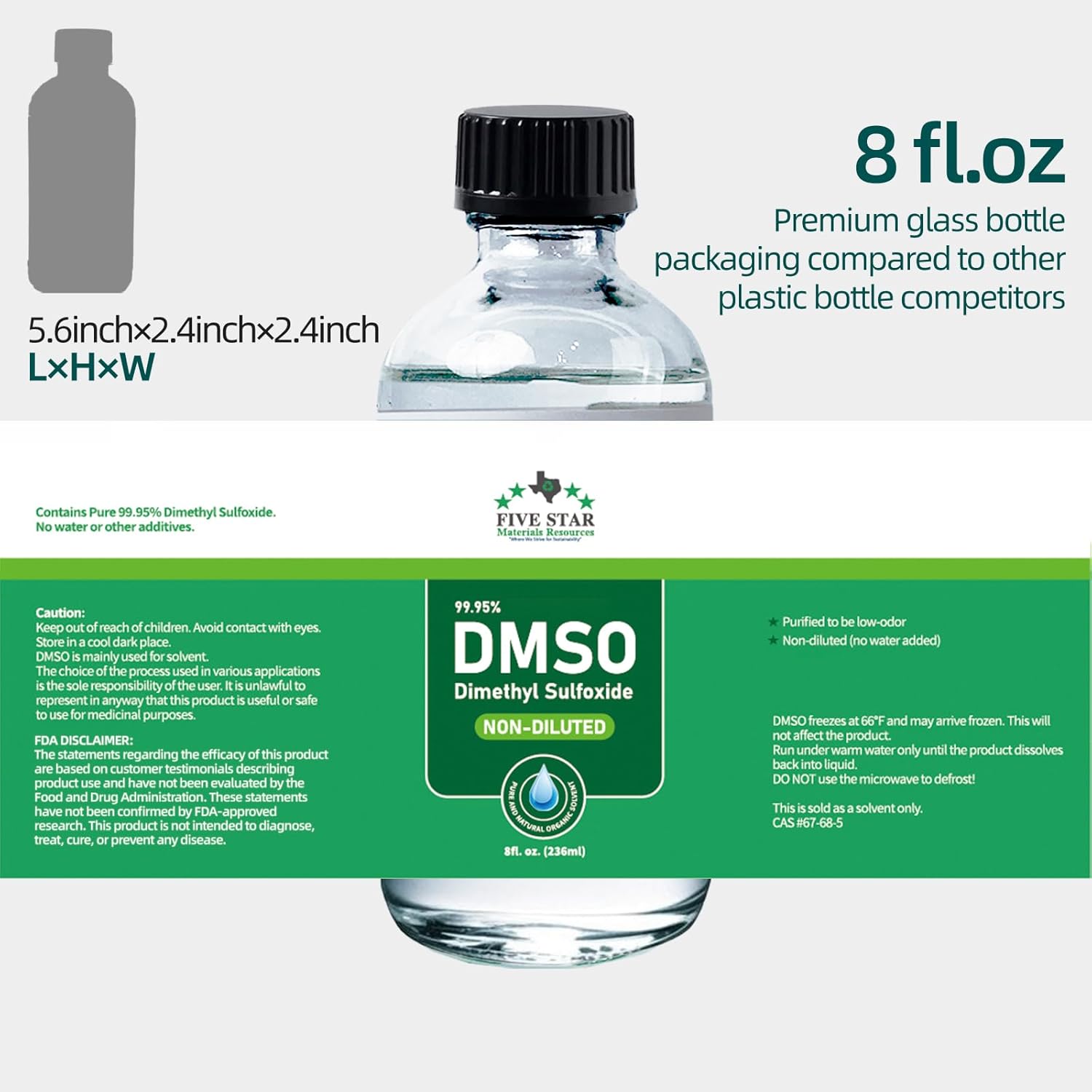 Dimethyl Sulfoxide (DMSO) 99.95% Pure Liquid |8 oz. DMSO Non-diluted | Undiluted & Odorless, Contained in Premium Glass Bottle - Image 6