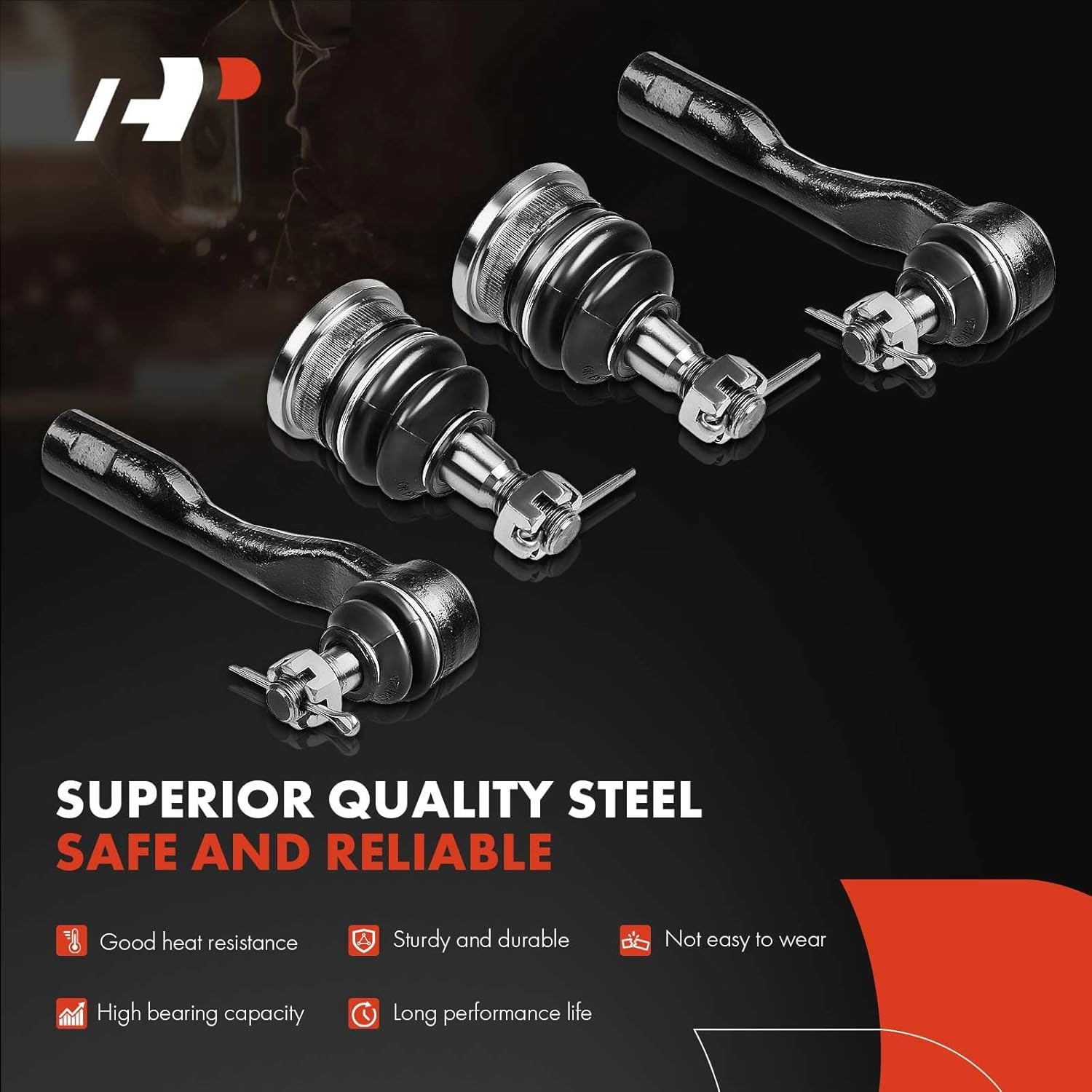 A-Premium 6Pcs Front End Suepnsion Kit, Upper Ball Joint, Lower Ball Joint, 0uter Tie Rod End, Compatible with Toyota Tundra 2000-2002, Sequoia 2001-2002